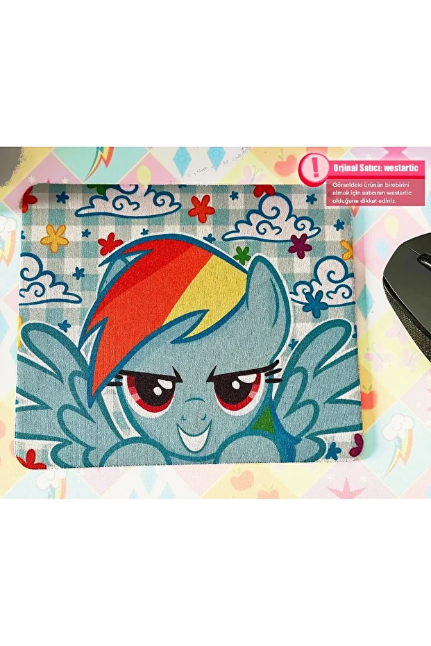 My Little Pony | Rainbow Dash Ekose Desenli Mousepad, Mouse Altlığı - 1