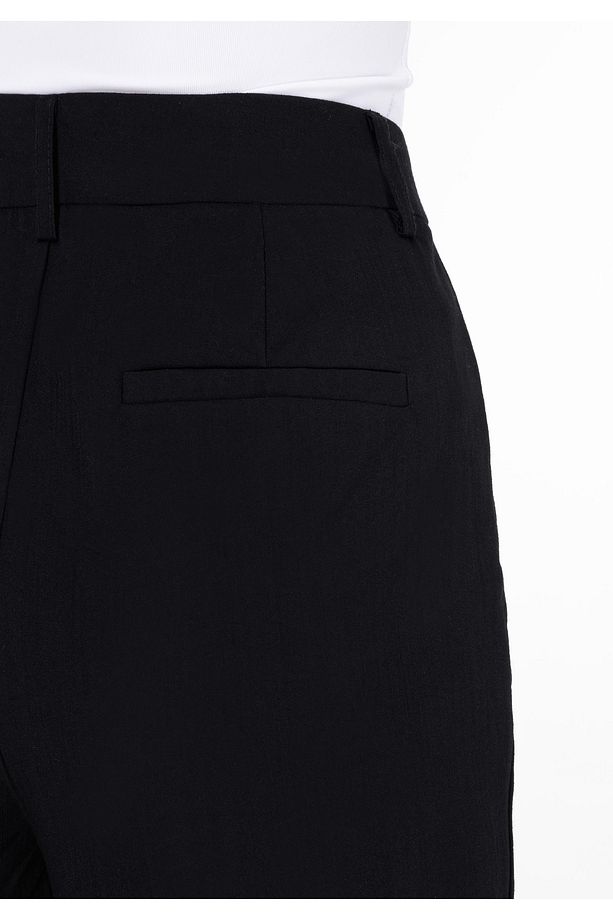 Regular Fit Yüksel Bel Geniş Paça Kadın Siyah Pantolon - 6