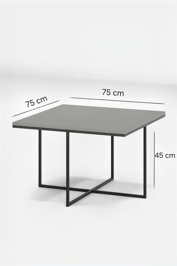 Astana 5'li Kare Orta Sehpa Gümüş Ayak Beyaz 10 Mm Glossmax Parlak Mdf - 6