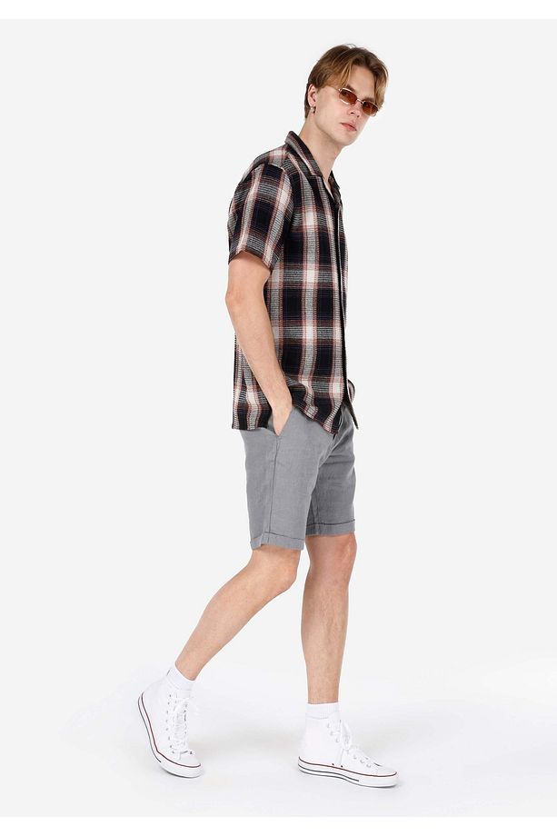 Regular Fit Orta Bel Düz Erkek Yeşil Şort - 3