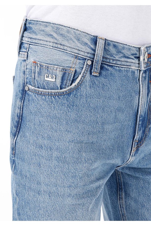 Regular Fit Orta Bel Erkek İndigo Jean Şort - 5