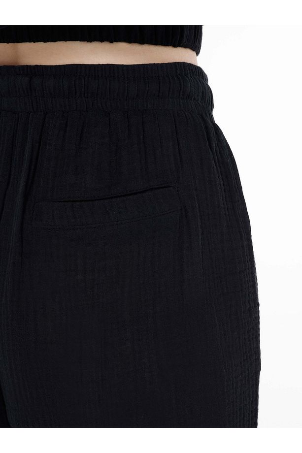 Regular Fit Yüksel Bel Düz Paça Kadın Siyah Pantolon - 6