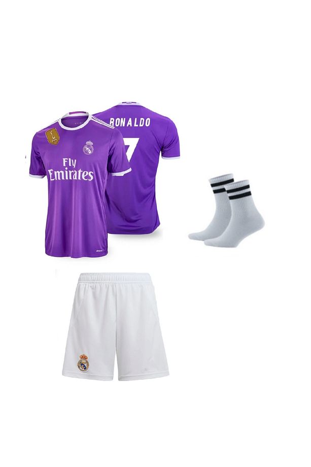 2017 Şampiyonlar Ligi Finali Real Madri.d Ronald.o ÇOCUK FUTBOL FORMA 3'lü Set (MOR) - 1