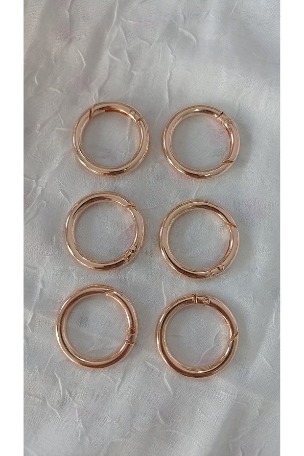 Rose Gold Colored 6 Pieces Flat Model Spring Ring (with Opening Mechanism) for Orga Bags