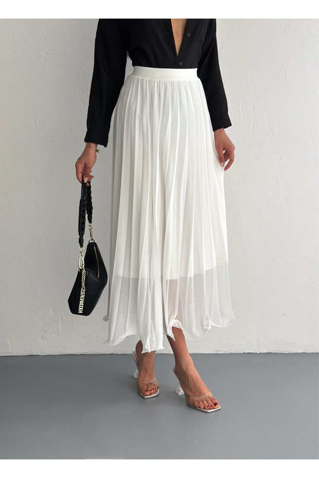 Kadın Şifon Piliseli Etek - 2