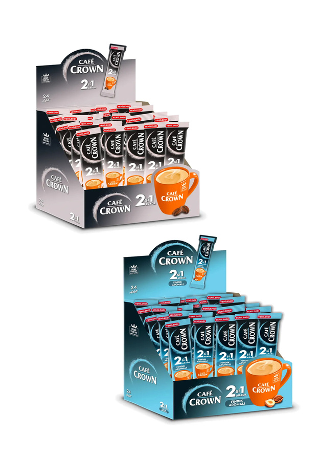 Cafe Crown Kahve Set 2 Si 1 Arada 11 Gr. X 24 Adet 2 Si 1 Arada Fındıklı Kahve 11 Gr. X 24 Adet - 1
