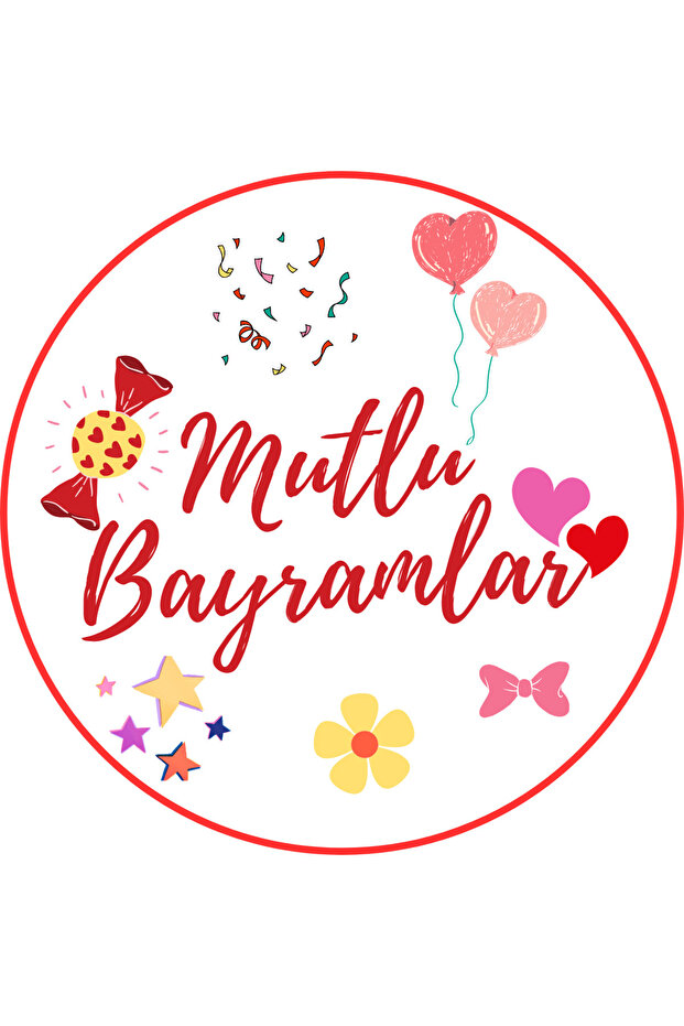 Dekals 20 Adet Mutlu Bayramlar!!! Yazılı Etiket Kuşe Sticker Hediye Paketleme Kargo Etiketi
