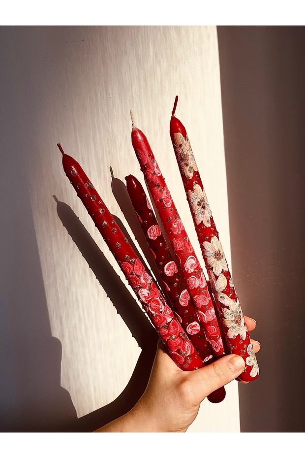 4’lü Red flowers Mum Seti - 1