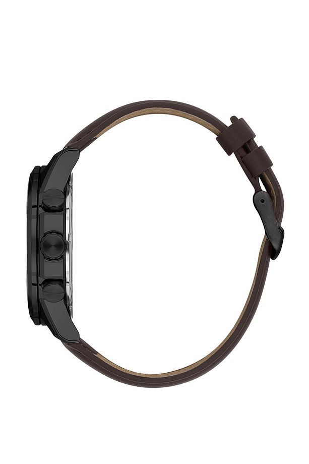 Exclusive Multi Fonksiyonel Takvim, Gün, 12/24 Saat, Dual Time Su Geçirmez Deri Erkek Kol Saati - 5