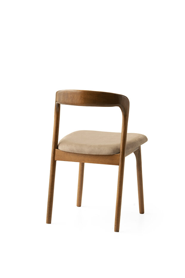 6 Adet Yılan Sandalye Babyface Kumaş Ceviz Ahşap İskelet - 2