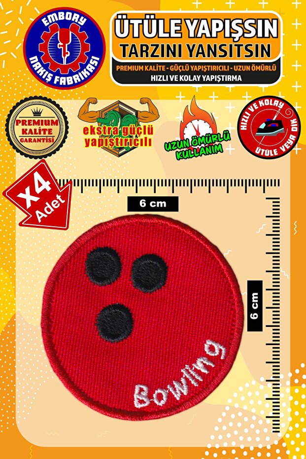 Iron-On Transfer Sticking Coat of Arms Patch, Bowling Ball (4 Pcs) Iron-On Transfer Embroidery Woven Applique Patch