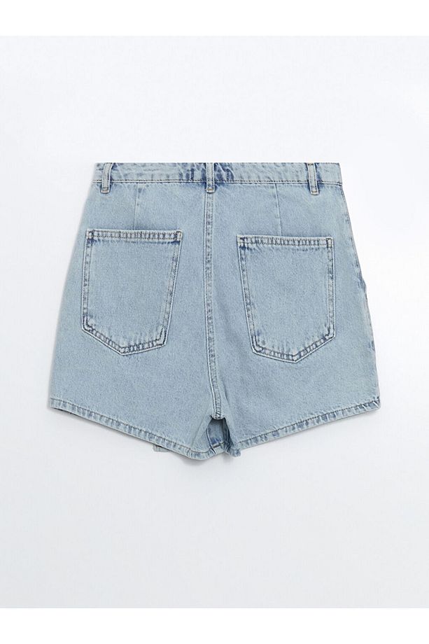XSIDE Mavi Dar Fit Mini Jean Şort Etek - 2