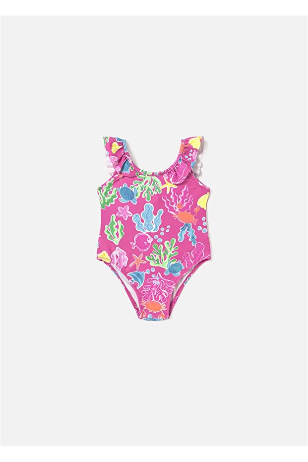 Girl's Printed Swimsuit Fuchsia 1742