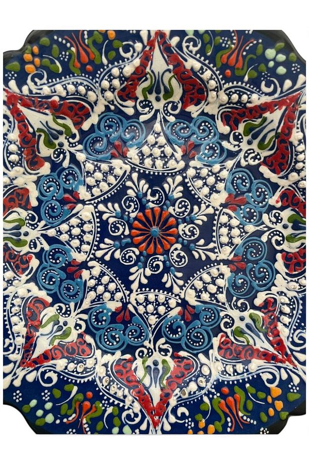 Çini Dekoratif Tabak, Duvar, Masa Süsü, Hediyelik El Yapımı (Handmade) Büyük Boy Tabak 26-27cm - 6