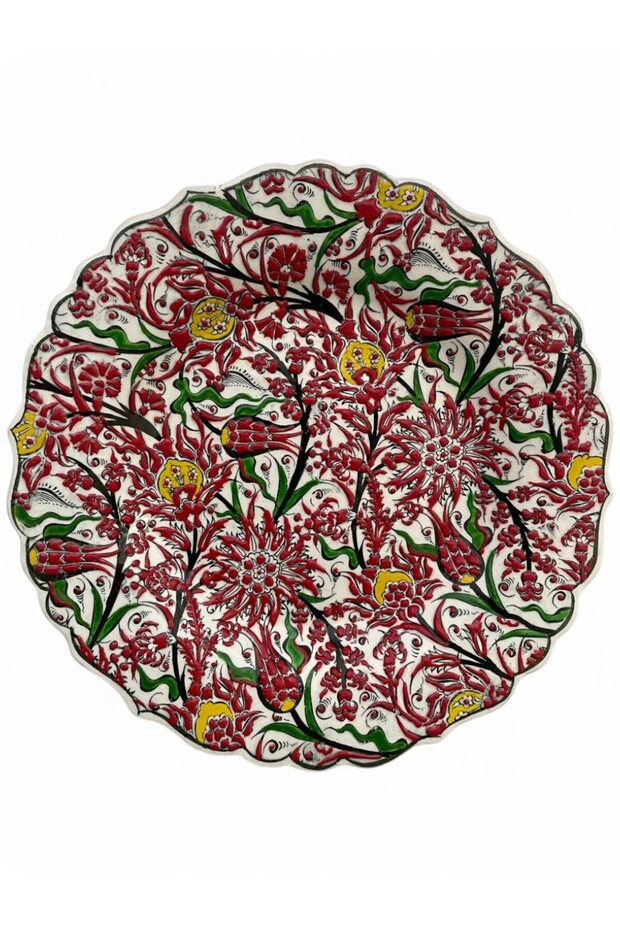 Çini Dekoratif Tabak, Duvar, Masa Süsü, Hediyelik El Yapımı (Handmade) Büyük Boy Tabak 26-27cm - 2