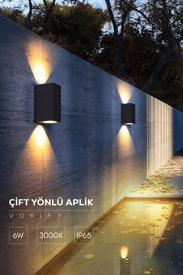 2 Adet Yeni Model Çift Yönlü Duvar Apliği Şık Dekorasyon Ledli Duvar Aydınlatma İç Mekan Dış Mekan - 1