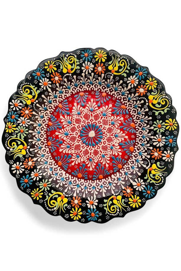 Çini Dekoratif Tabak, Duvar, Masa Süsü, Hediyelik El Yapımı (Handmade) Büyük Boy Tabak 26-27cm - 8