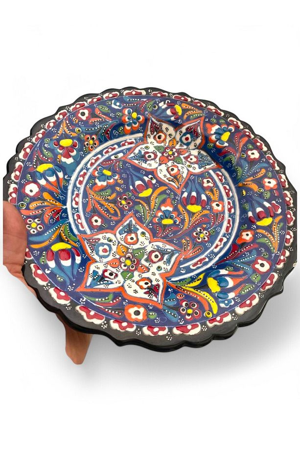 Çini Dekoratif Tabak, Duvar, Masa Süsü, Hediyelik El Yapımı (Handmade) Büyük Boy Tabak 26-27cm - 5