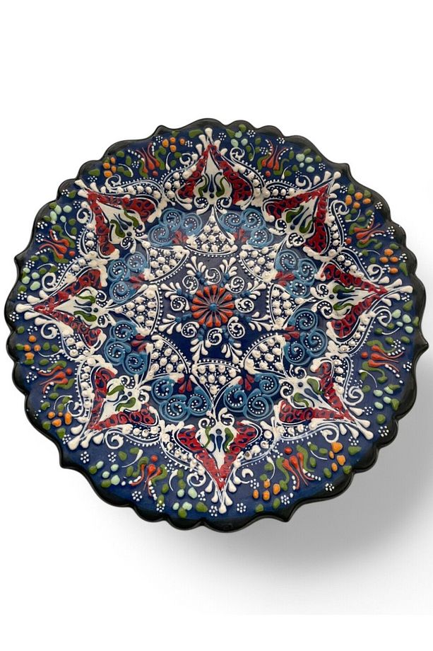 Çini Dekoratif Tabak, Duvar, Masa Süsü, Hediyelik El Yapımı (Handmade) Büyük Boy Tabak 26-27cm - 1