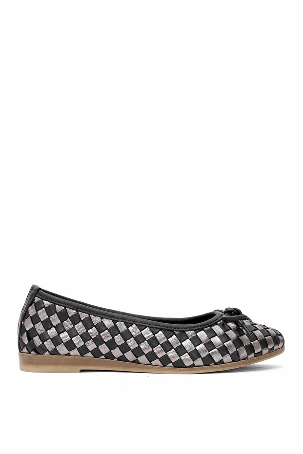 D25Ya-525 Women's Genuine Leather Ballerinas Black
