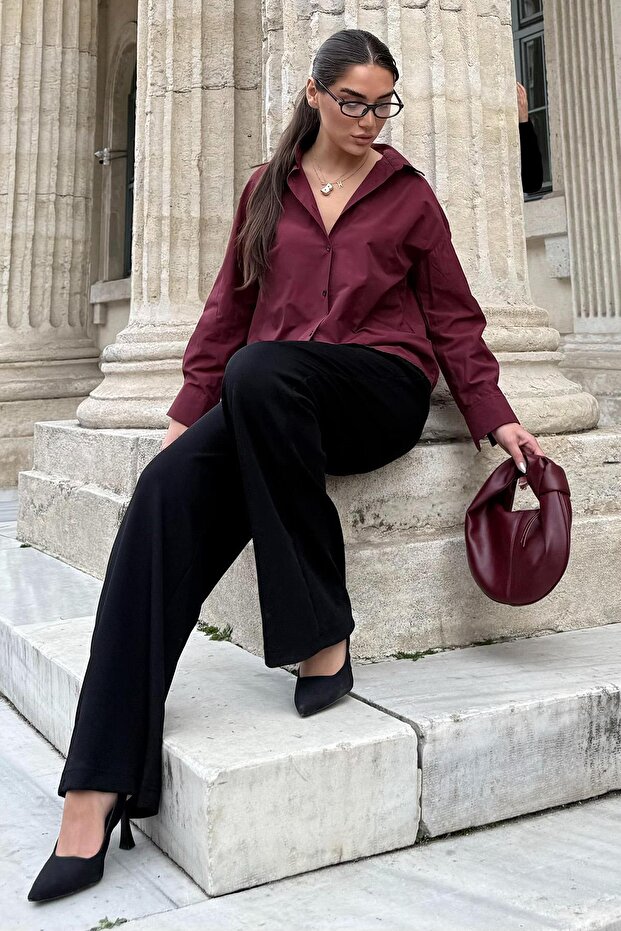 Bordo Basic Kadın Gömlek Mg2355 - 2