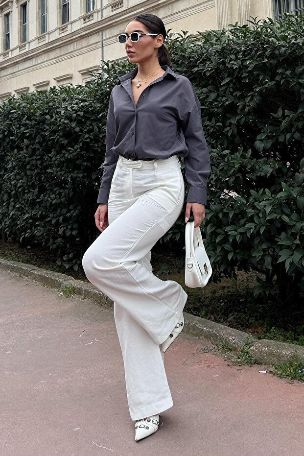 Antrasit Basic Kadın Gömlek Mg2355 - 5