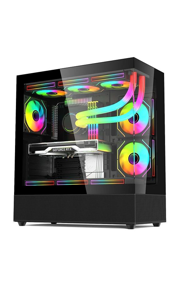 PHANTOM 6X120MM RGB FANLI TYPE-C GAMİNG OYUNCU BİLGİSAYAR KASASI SİYAH - 1