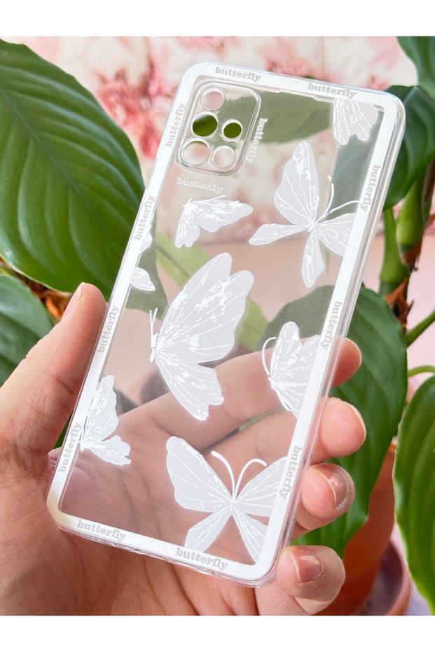 Galaxy M51 Case Transparent Butterfly Design Patterned Soft Silicone Cover with Camera Protection