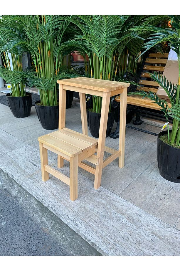 Basamaklı Tabure, Ahşap Tabure, Balkon Taburesi, Mutfak Taburesi - 1