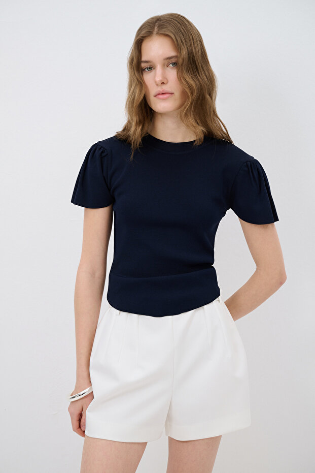 Bisiklet Yaka Triko Bluz - 1