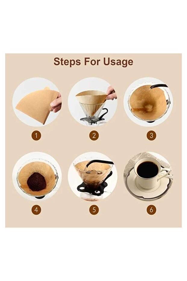 ورق فلتر القهوة من 40 قطعة بيج - 7