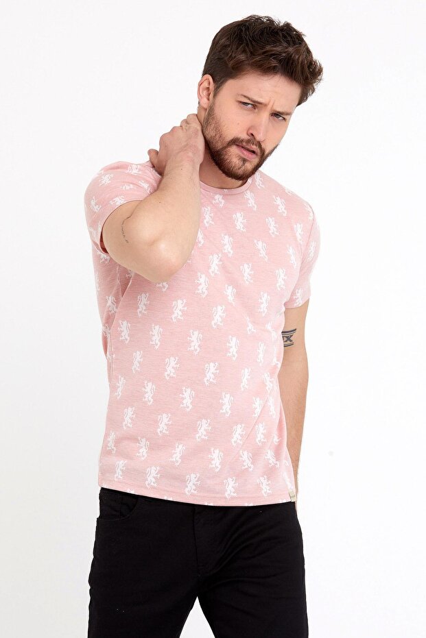 Ανδρικό μπλουζάκι Jacquard Basic Ροζ - 2