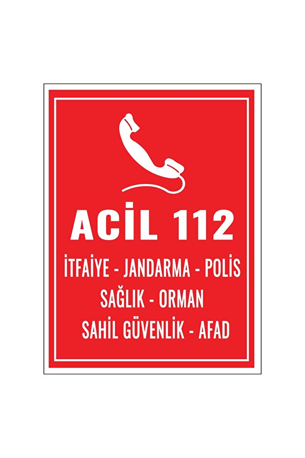 Metal Emergency 112 Warning 15 cm X 20 cm Warning Sign Direction Sign