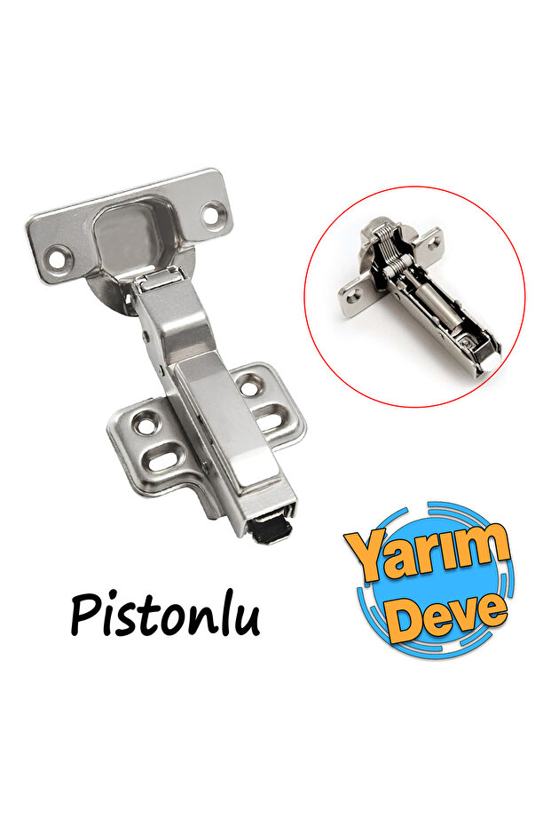 (PİSTONLU) Yarım Deve Frenli Mobilya Dolap Kapak Kapağı Menteşesi Yavaşlatıcı Tas Menteşe - 5