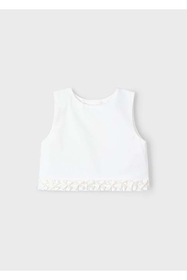 Girl's Pleated Detailed Blouse 4-8 Years White