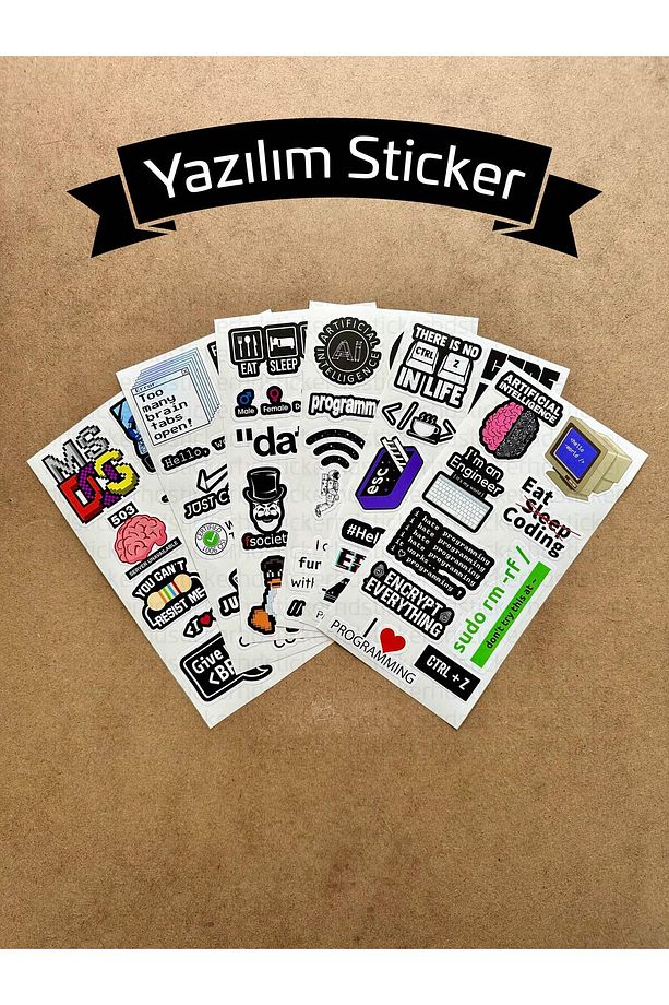 55 Adet Yazılım & Yazılımcı Software Developer Laptop Notebook Tablet Etiket Sticker Set P55 - 1