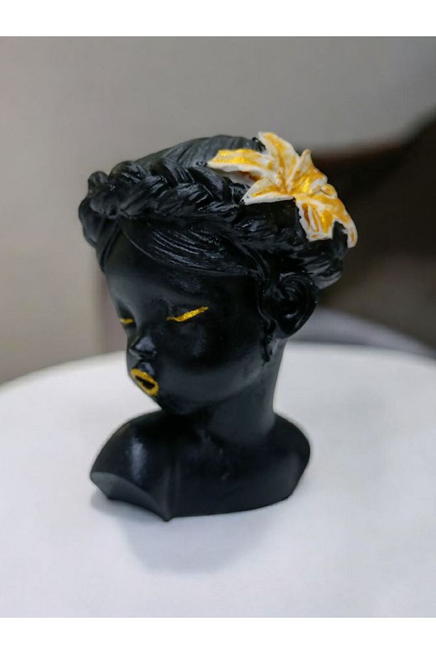 El yapımı dekoratif taş biblo siyah kız biblo tokalı kız biblo 11 x 8cm - 2