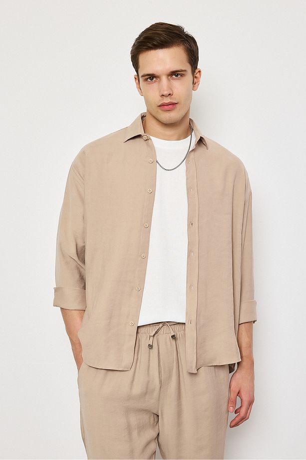 Modal Kumaş Premium Erkek Oversize Gömlek - 4