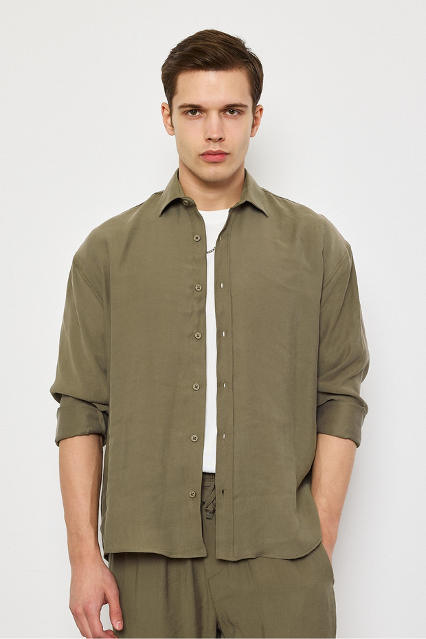 Modal Kumaş Premium Erkek Oversize Gömlek - 5