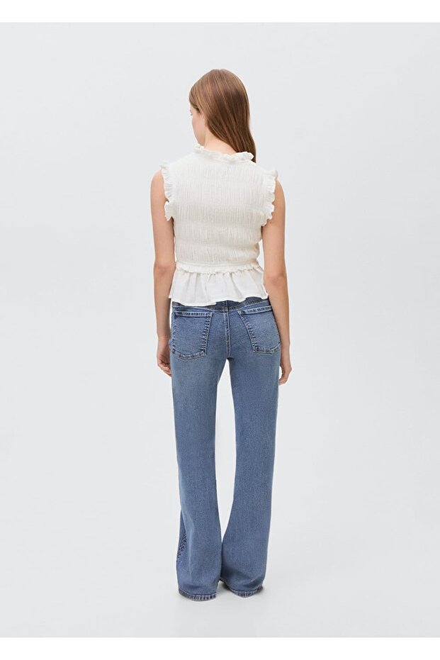 Flounced Drawstring Blouse - 4