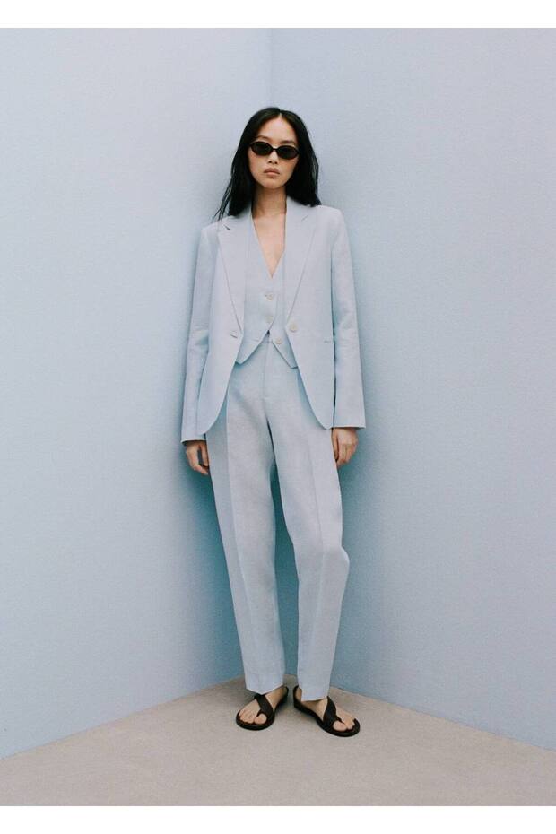 Keten blazer ceket - 5