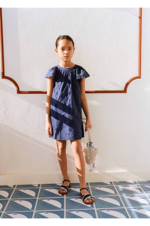 İşlemeli kısa elbise - 4