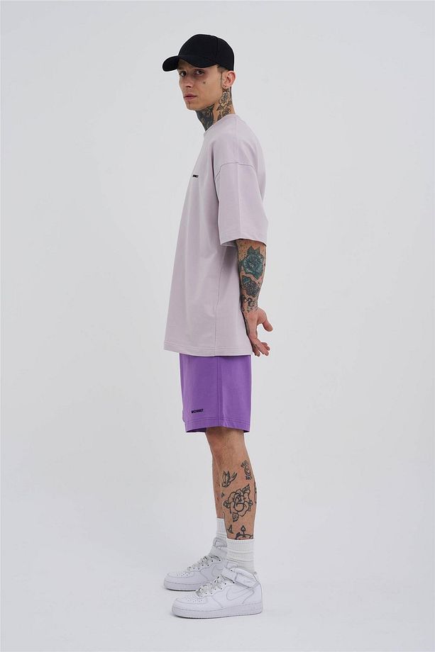 Unısex Oversıze Basıc Cepli Şort New Purple - 6
