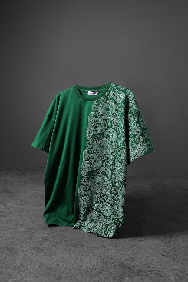 Men's Semi Mussel Pattern Printed Oversize T-shirt