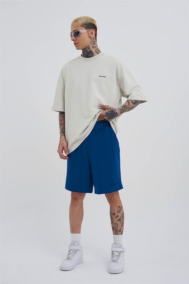 Erkek Basic Oversize Indigo Şort - 6