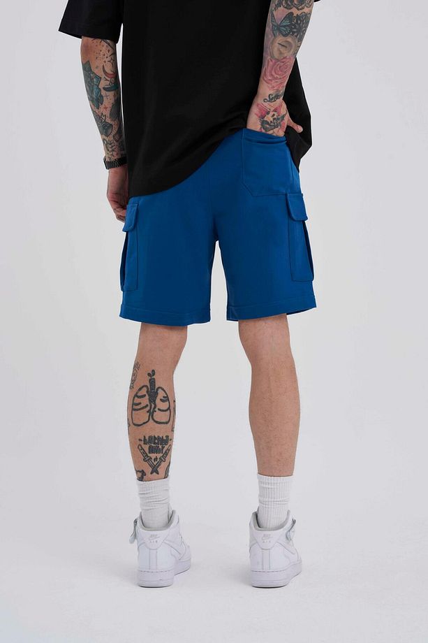 Erkek Kargo Cepli Basic Relaxed New Indigo Şort - 3