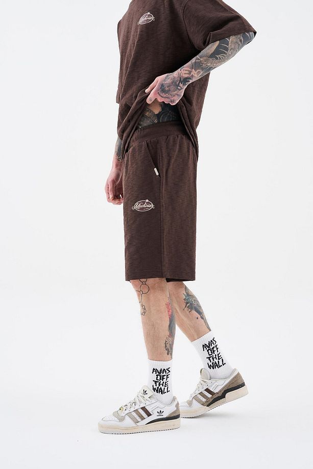 Erkek Premium Fabric Printed Kahverengi Şort - 2