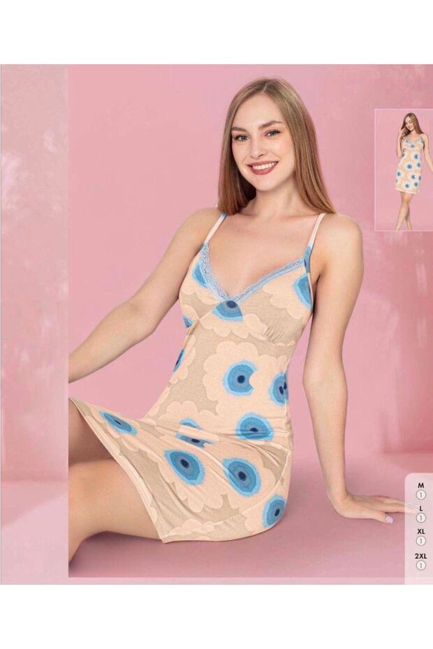 Women's Rope Strap Lace Detailed Mini Nightgown