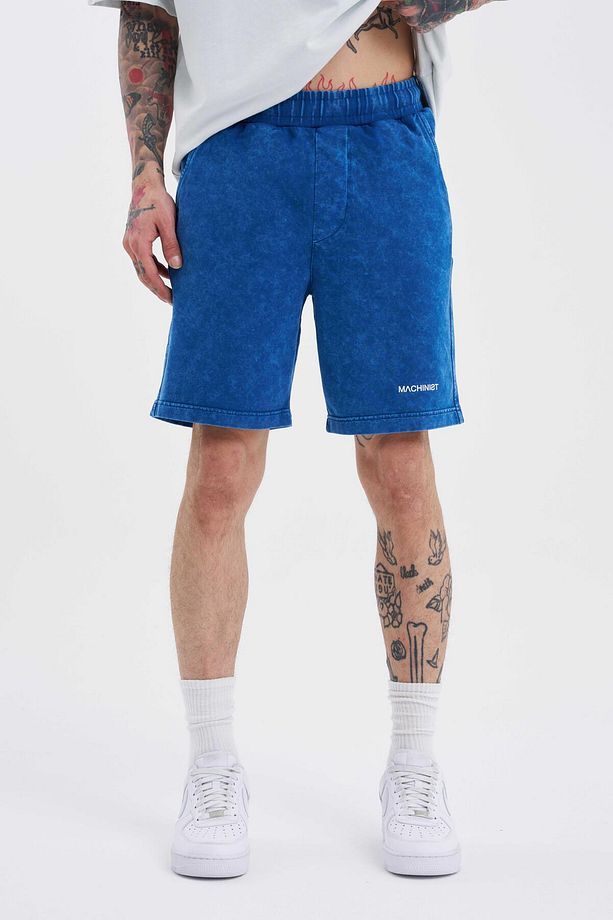 Erkek Luxury Basic Yıkamalı Relaxed İndigo Spotted Şort - 2