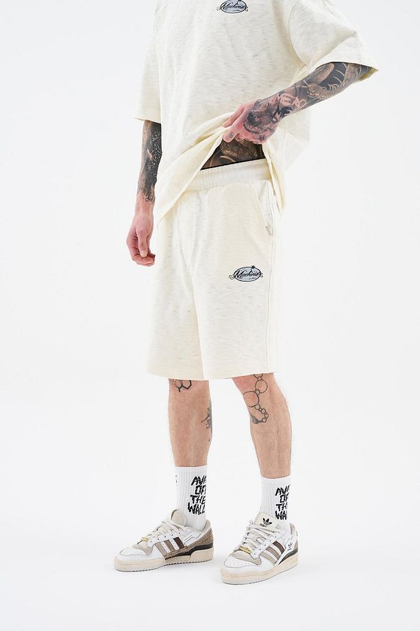 Erkek Premium Fabric Printed Ekru Şort - 1